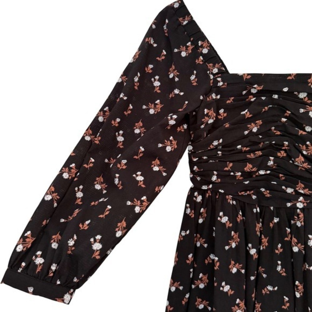 NWT Madewell Woodland Floral Puff Sleeve Midi Dress Size XS - Picture 5 of 9